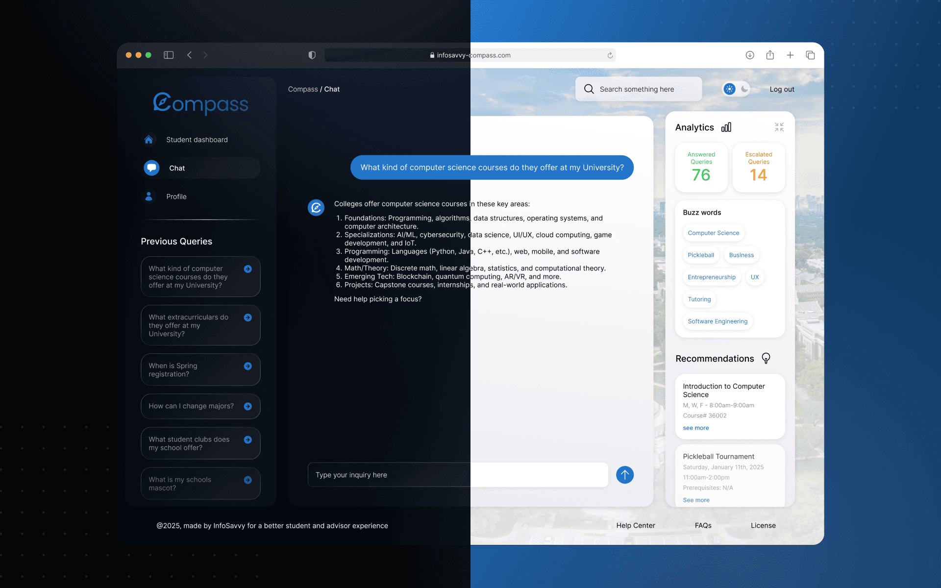Compass AI assistant interface